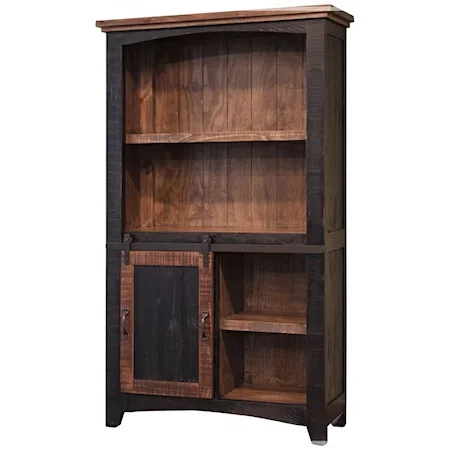 70" Bookcase with Three Drawers and a Sliding Door